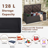 34 Gallon Patio Storage Bench with Seat Cushion and Zippered Liner