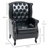 HOMCOM Wingback Accent Chair Tufted Chesterfield-style Armchair with Nail Head Trim for Living Room Bedroom Black