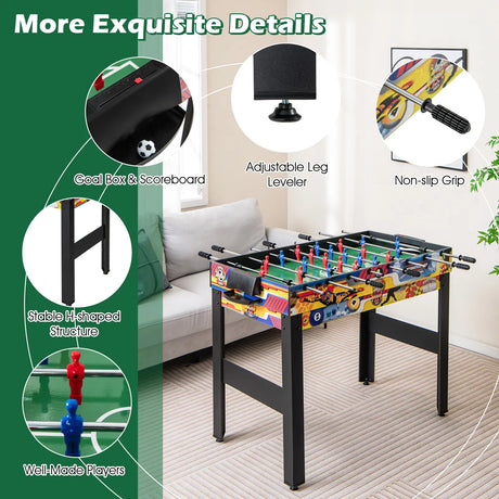 12-in-1 Combo Game Table Set with Foosball Air Hockey Pool Chess and Ping Pong