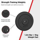 1.2m 1" Barbell and Cast Iron Weight Plate Sets Bar 8.5kg Set