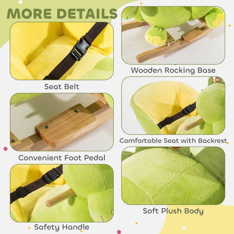 HOMCOM Kids Rocking Horse, Plush Ride-On Dinosaur Seat, with Seat Safety Belt, 32 Songs, Ride-On Horse