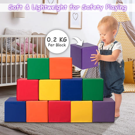 12 Pieces 8 Inch PU Foam Big Building Blocks for Kids