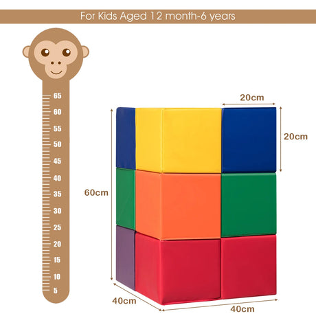 12 Pieces 8 Inch PU Foam Big Building Blocks for Kids