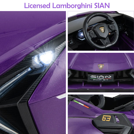12V Battery Powered Electric Vehicle with Remote Control and LED Lights-Purple