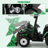 12V Battery Powered Kids Ride on Tractor with Trailer-Green