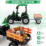 12V Battery Powered Kids Ride on Tractor with Trailer-Green