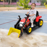 12V Battery Powered Loader Digger with Adjustable Arm and Bucket-Red