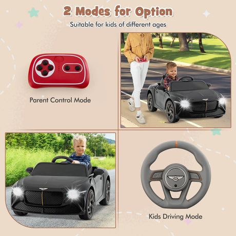 12V Licensed Bentley Bacalar Kids Ride On Car with Scissor Doors and Lights-Black