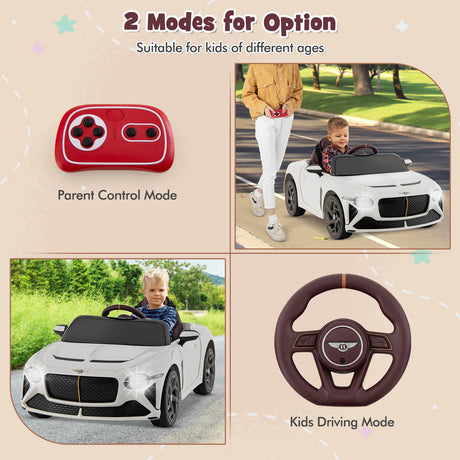 12V Licensed Bentley Bacalar Kids Ride On Car with Scissor Doors and Lights-White