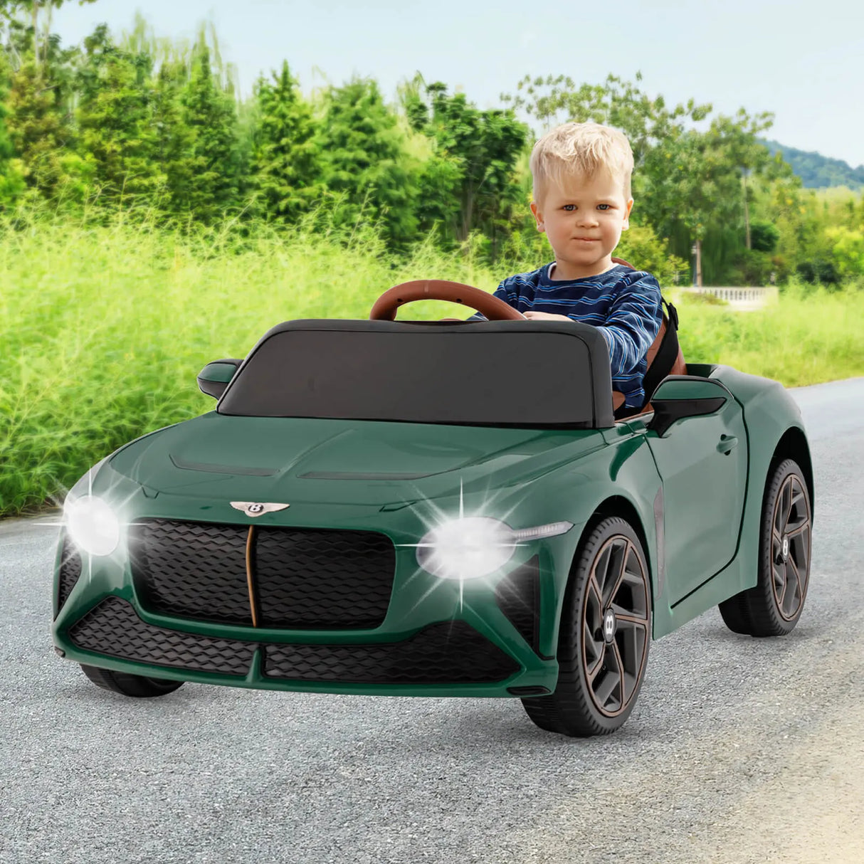 12V Licensed Bentley Bacalar Kids Ride On Car with Scissor Doors and Lights-Green