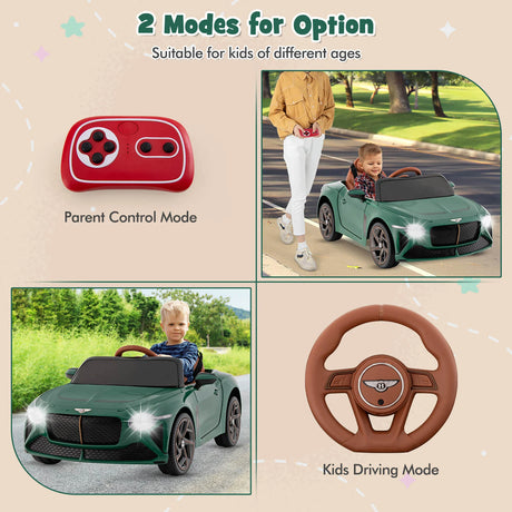 12V Licensed Bentley Bacalar Kids Ride On Car with Scissor Doors and Lights-Green