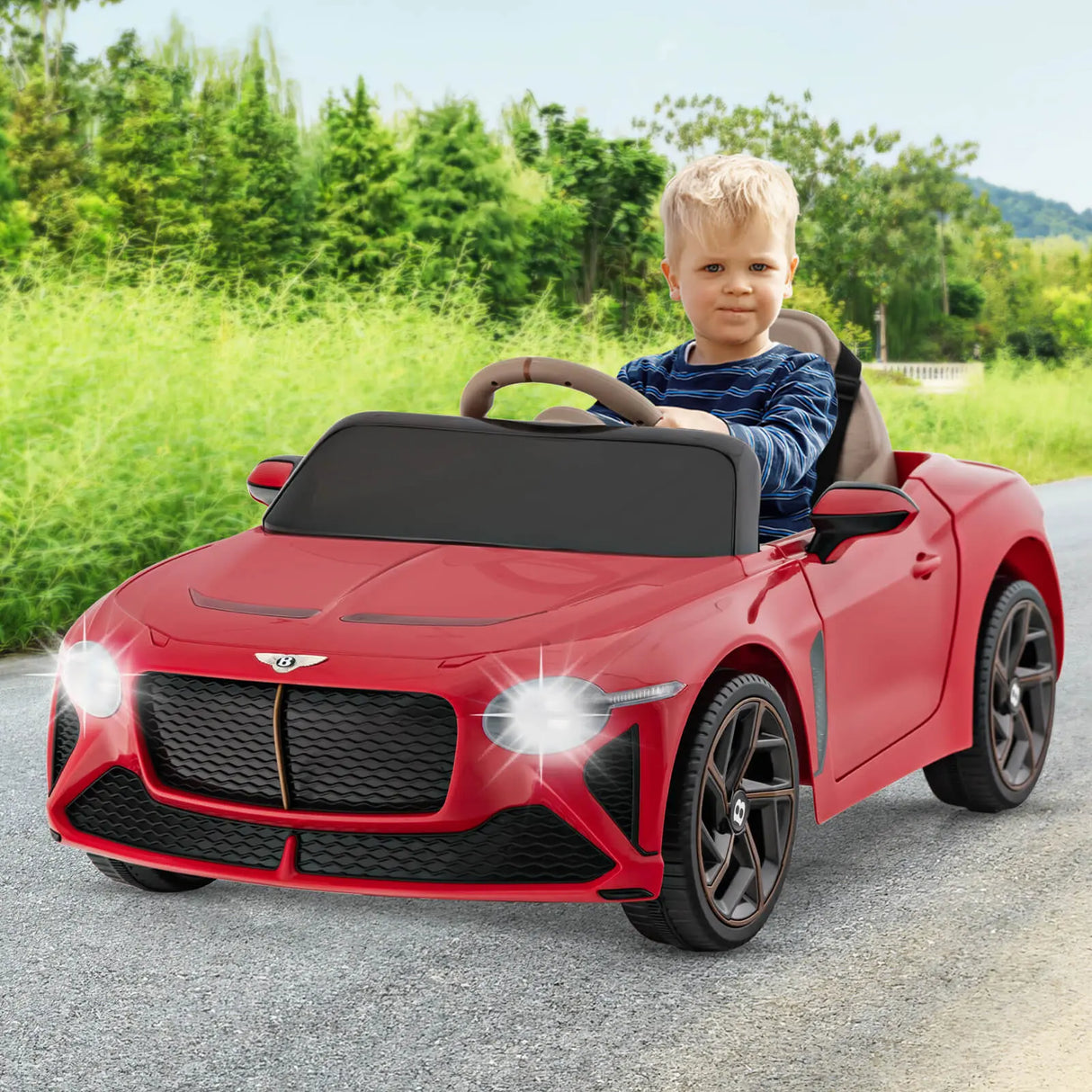 12V Licensed Bentley Bacalar Kids Ride On Car with Scissor Doors and Lights-Red