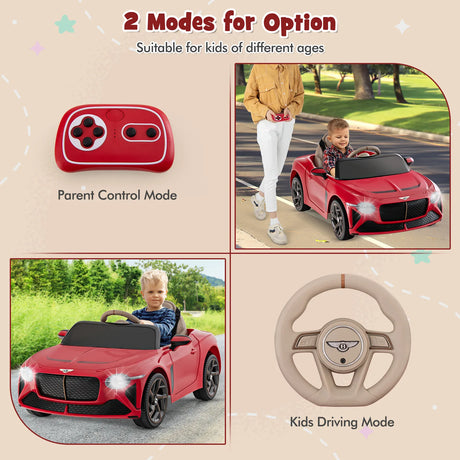 12V Licensed Bentley Bacalar Kids Ride On Car with Scissor Doors and Lights-Red