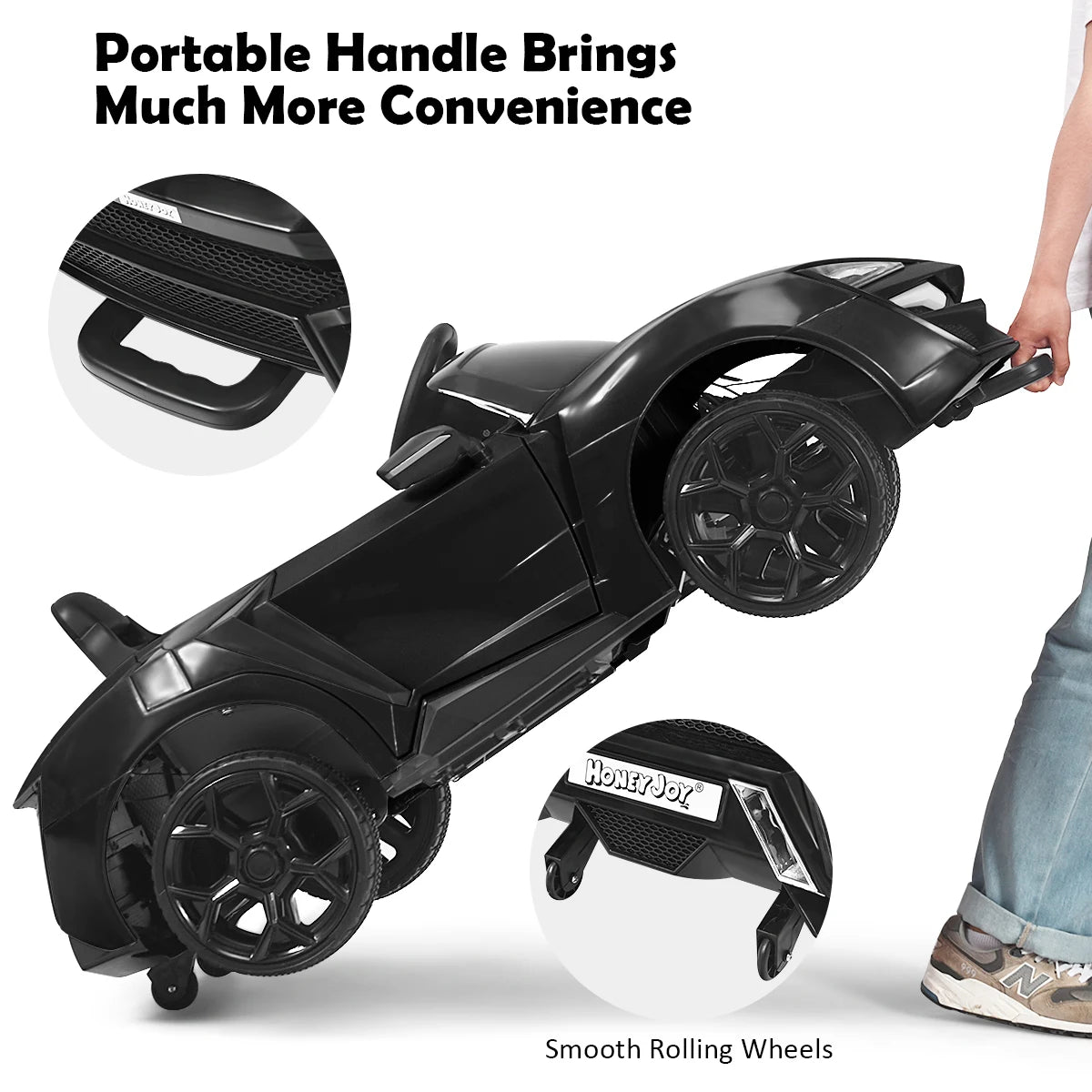 12V Electric Kids Car wth 2.4G Remote Control and Spring Suspension-Black