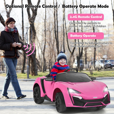 12V Electric Kids Car wth 2.4G Remote Control and Spring Suspension-Pink
