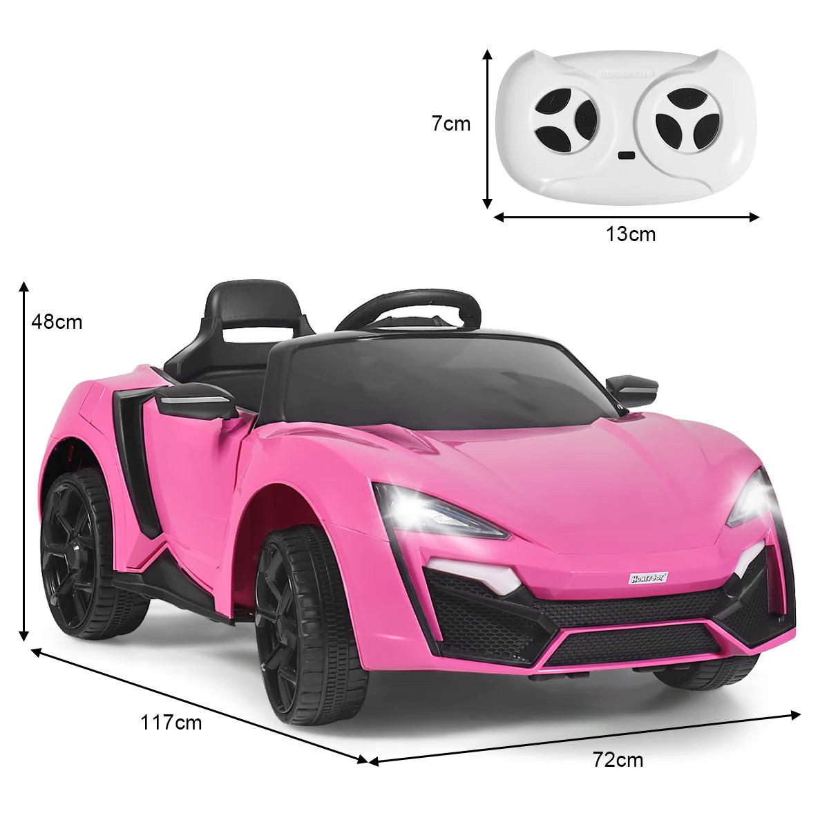 12V Electric Kids Car wth 2.4G Remote Control and Spring Suspension-Pink