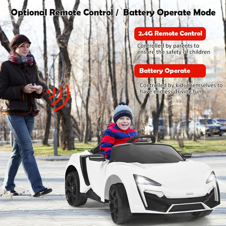 12V Electric Kids Car wth 2.4G Remote Control and Spring Suspension-White