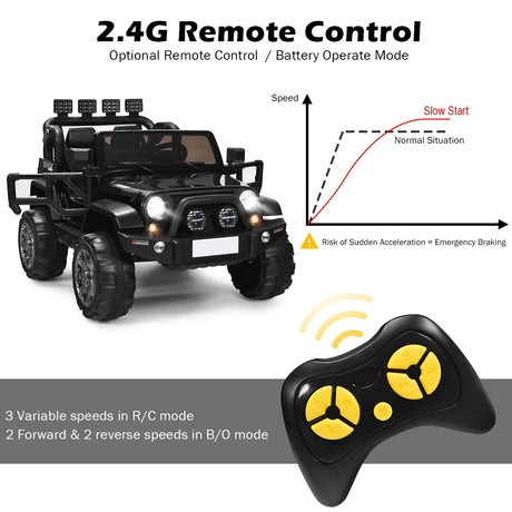 12V Electric Kids Ride On Truck with Remote Control-Black