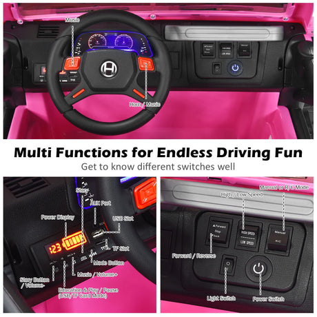 12V Electric Kids Ride On Truck with Remote Control-Pink