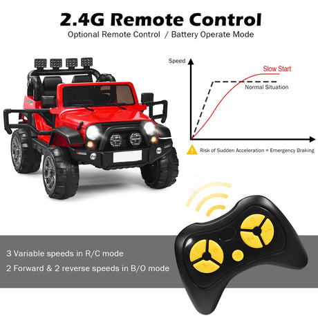 12V Electric Kids Ride On Truck with Remote Control-Red