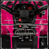 12V Electric Powered Quad Vehicle with Spring Suspension Oversized Wheels and Storage Basket-Pink