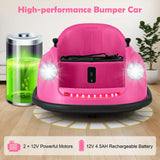 12V Kids Ride on Bumper Car with Remote Control and Music-Pink