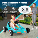 12V Kids Electric Go Kart with Remote and 3 Speeds and Lights-Blue