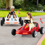 12V Kids Electric Go Kart with Remote and 3 Speeds and Lights-Red