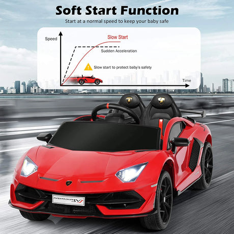 12V Kids Electric Ride on Car with Remote Control and Music-Red