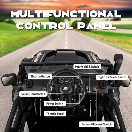 12V Battery Powered Electric Parent-Child Ride on Car-Black