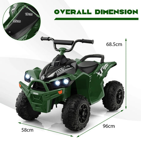 12V Kids Ride On ATV with 2 Speeds and LED Lights-Green