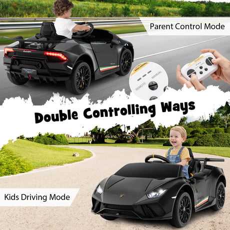 12V Kids Ride on Car Lamborghini with Remote Control and LED Lights-Black
