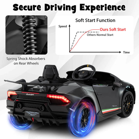 12V Kids Ride on Car Lamborghini with Remote Control and LED Lights-Black