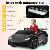 12V Kids Ride on Car Lamborghini with Remote Control and LED Lights-Black