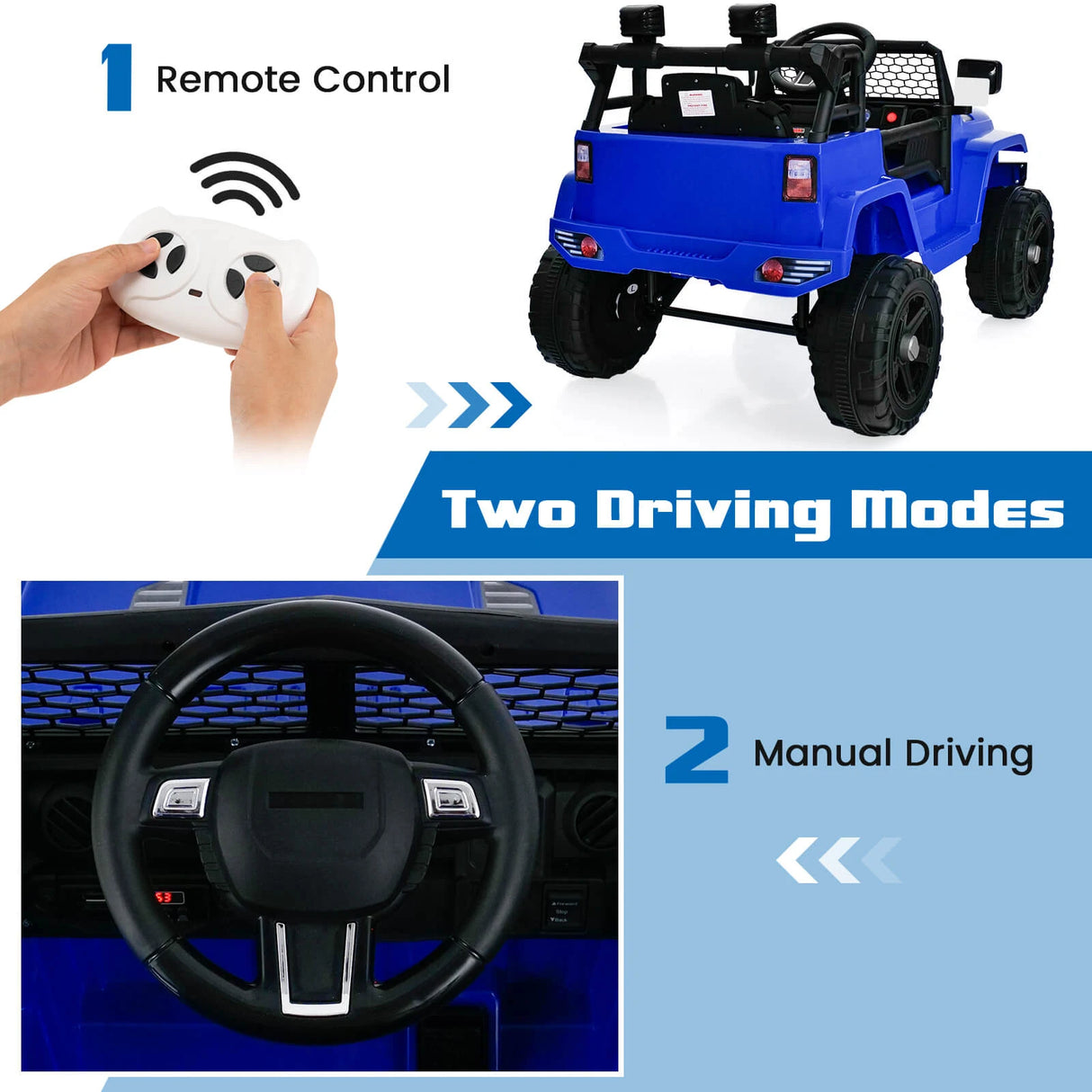 12V Kids Ride on Car with Remote Control and Music-Navy