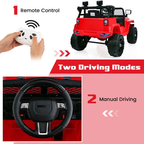 12V Kids Ride on Car with Remote Control and Music-Red