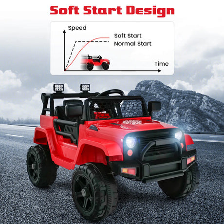 12V Kids Ride on Car with Remote Control and Music-Red