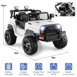 12V Kids Ride on Car with Remote Control and Music-White