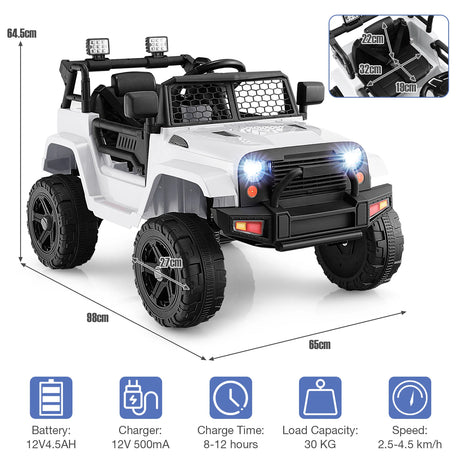 12V Kids Ride on Car with Remote Control and Music-White
