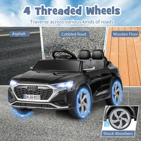 12V Kids Ride On Car with Remote Control and 4 Wheels Suspension-Black