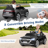 12V Kids Ride On Car with Remote Control and 4 Wheels Suspension-Black