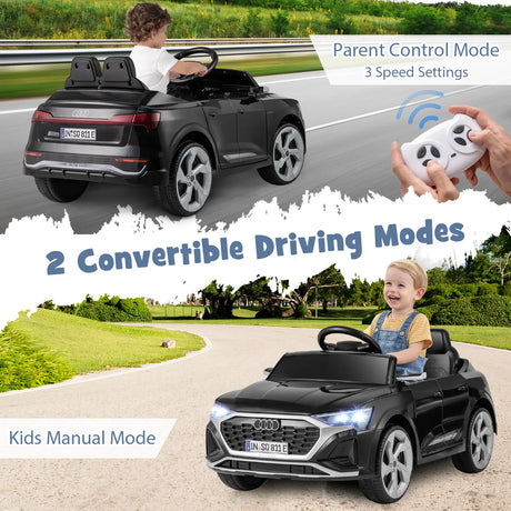 12V Kids Ride On Car with Remote Control and 4 Wheels Suspension-Black