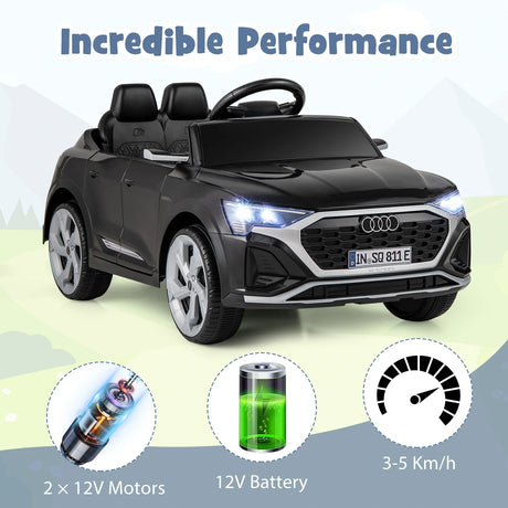 12V Kids Ride On Car with Remote Control and 4 Wheels Suspension-Black