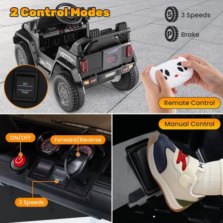 12V Kids Ride on Car with Soft Start and Battery Powered-Black