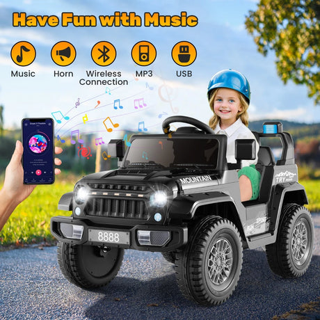 12V Kids Ride on Car with Soft Start and Battery Powered-Black