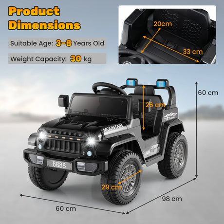 12V Kids Ride on Car with Soft Start and Battery Powered-Black