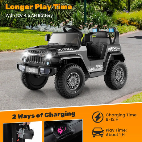 12V Kids Ride on Car with Soft Start and Battery Powered-Black