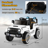 12V Kids Ride on Car with Soft Start and Battery Powered-White