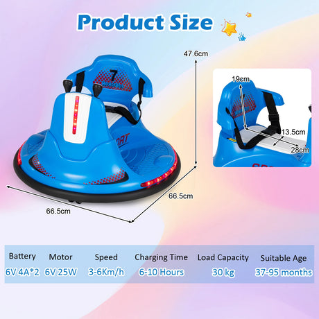 12V Kids Ride On Electric Bumper Car with Dual Joysticks and Remote Control-Blue