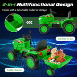 12V Kids Ride On Tractor with Trailer with Remote Control and Lights and Horn-Green